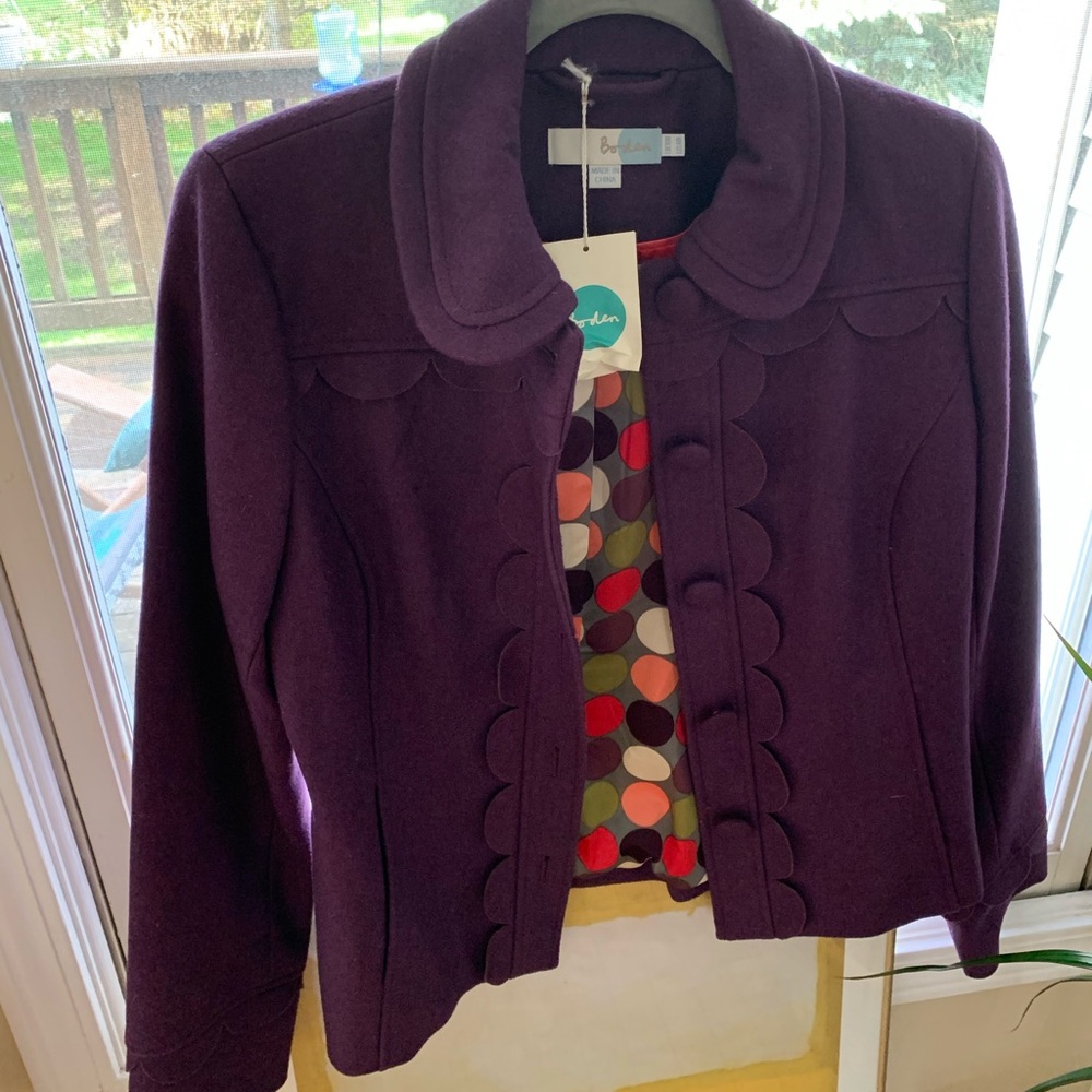 Boden Purple Plum Scallop Detail Jacket US 6R